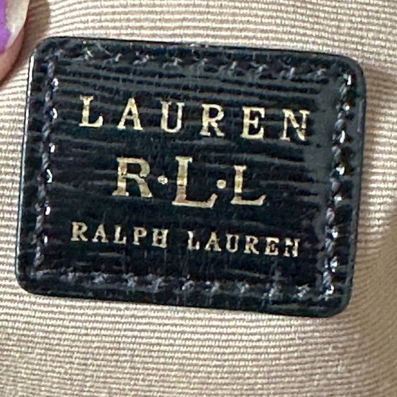RLL Polo Ralph Lauren Black Leather Cowhide Purse Handbag Good Large Patent - Picture 6 of 9